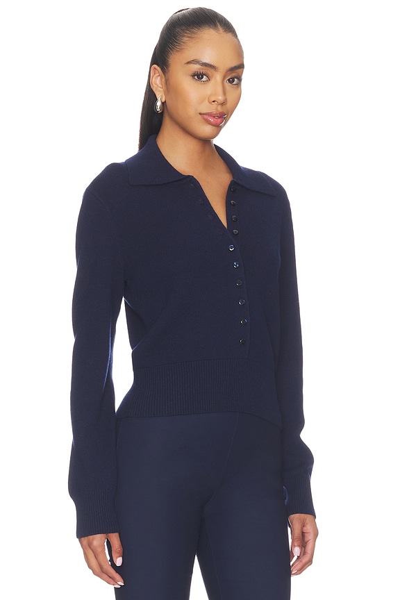 view 2 of 4 Millicent Extended Placket Collared in Dark Blue