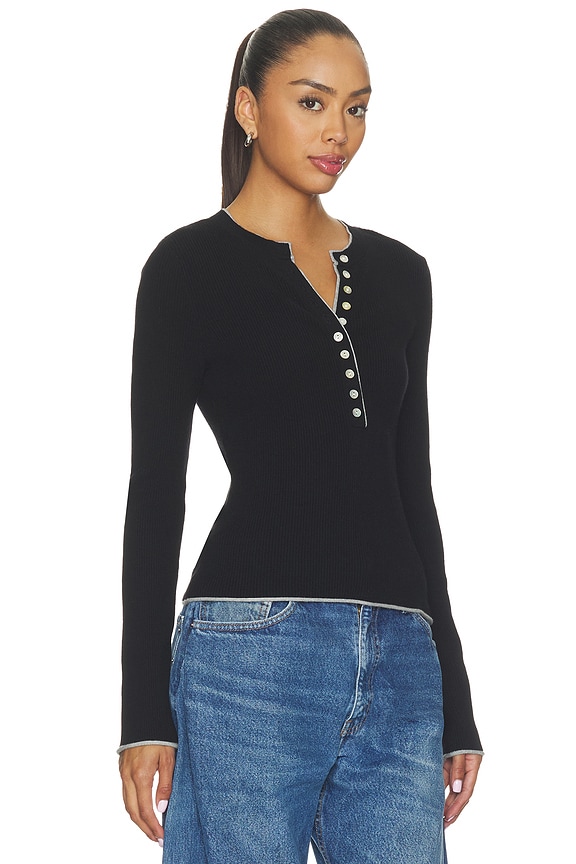 view 2 of 4 PLAYERA HENLEY DE CANALÉ EN CAPAS EMMELINE  in Black Combo