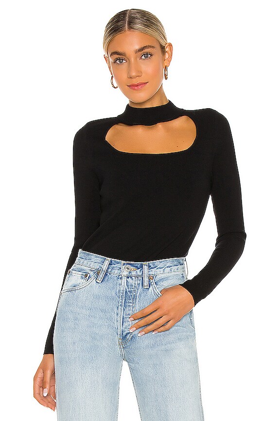 525 Cut Out Mock Neck Top in Black | REVOLVE