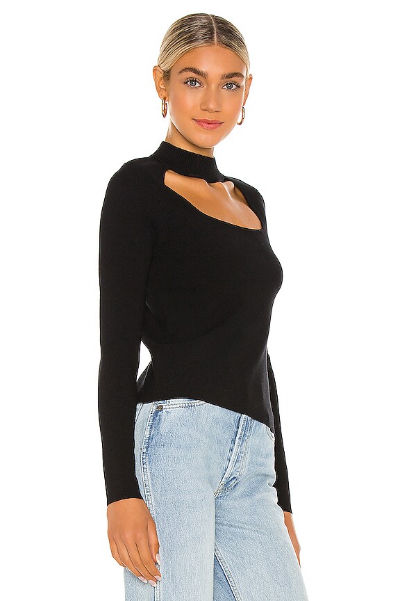 view 2 of 4 Cut Out Mock Neck Top in Black