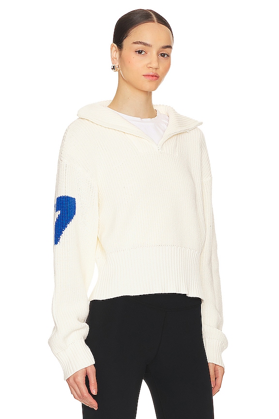 view 2 of 4 Half Zip Cropped Sweatshirt in White Alyssum