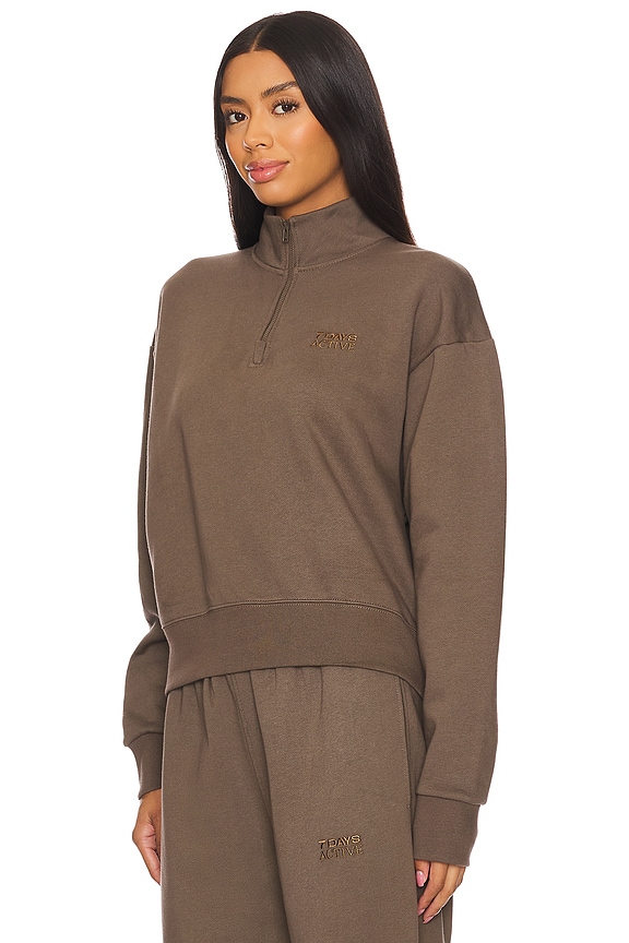 view 2 of 5 Organic Fitted Half Zip in Major Brown