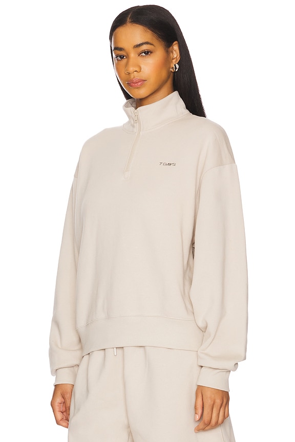 view 2 of 5 SWEAT ORGANIC FITTED HALF ZIP in Silver Gray