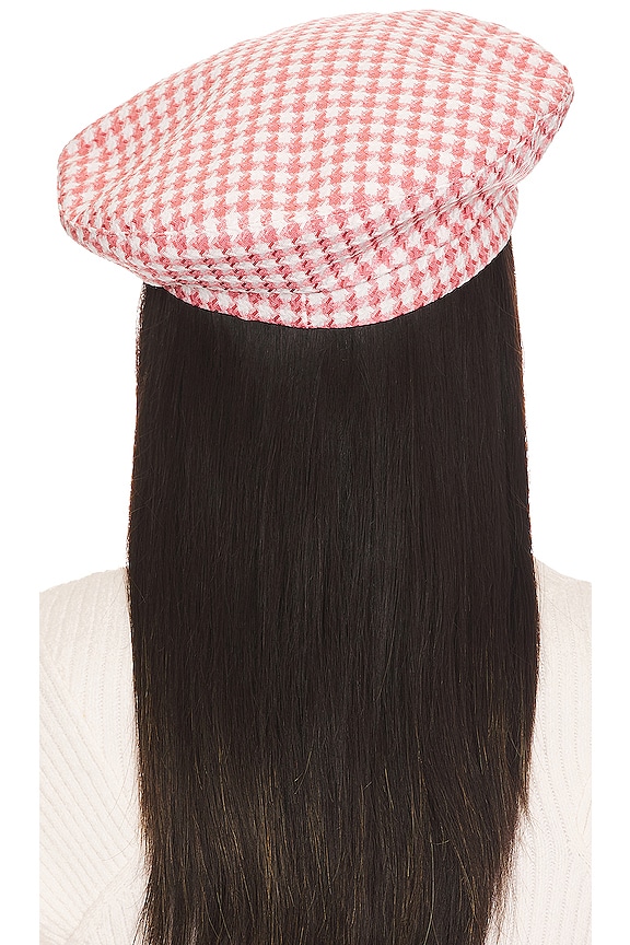 view 2 of 3 Gingham Beret in Pink & White