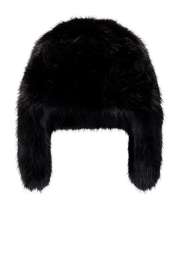 view 2 of 3 Trapper Faux Fur Hat in Black