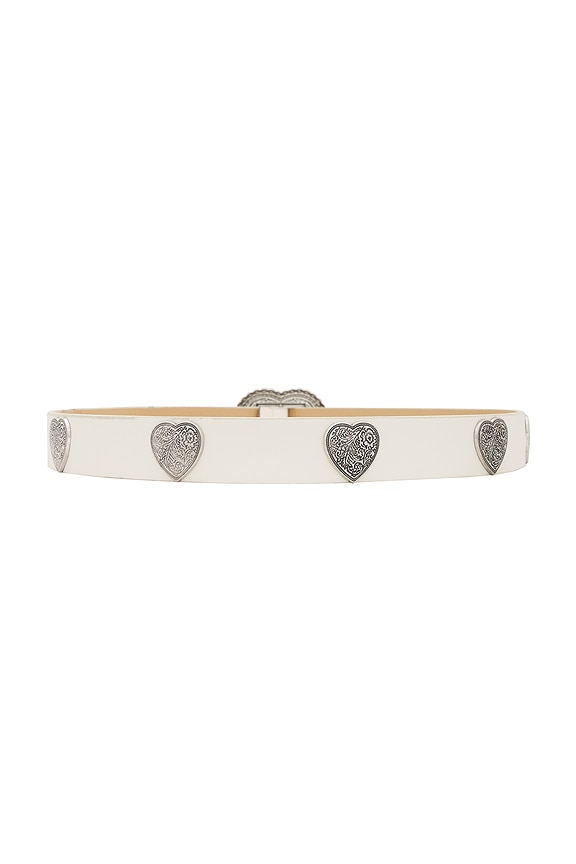 view 2 of 3 Western Heart Belt in White