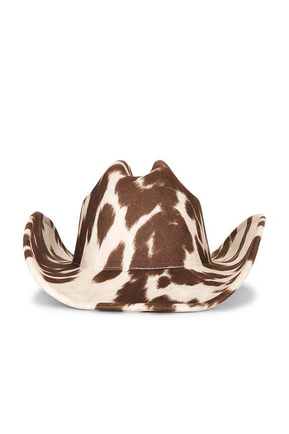 view 2 of 5 Cow Print Cowboy Hat in Brown