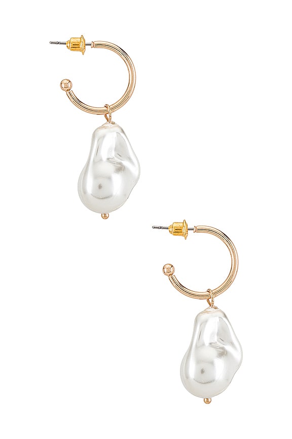view 2 of 2 Mini Pearl Hoop Earring in Gold