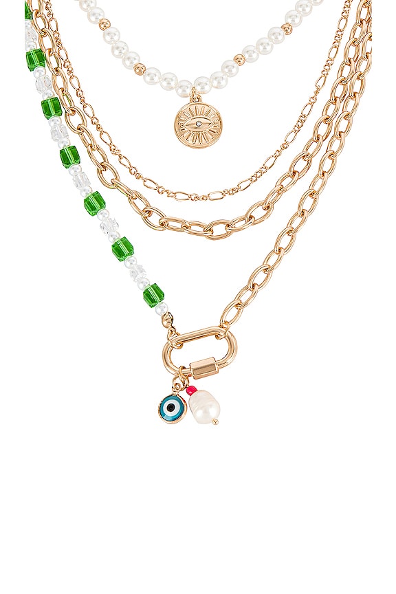 view 2 of 2 Multi Stone Layered Necklace in Gold