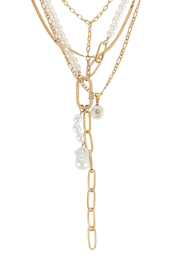 view 2 of 2 Pearl Lariat Necklace in Gold