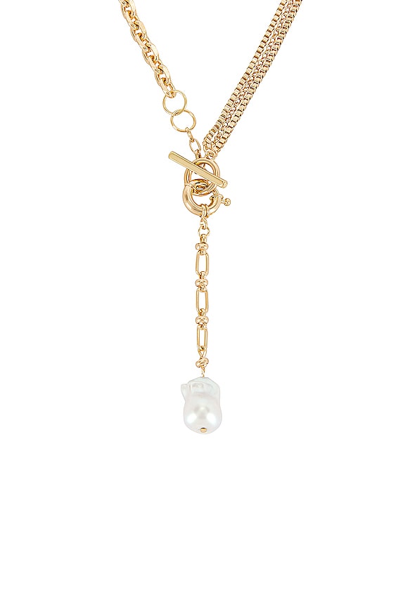 view 2 of 2 Pearl & Chain Lariat Necklace in Gold