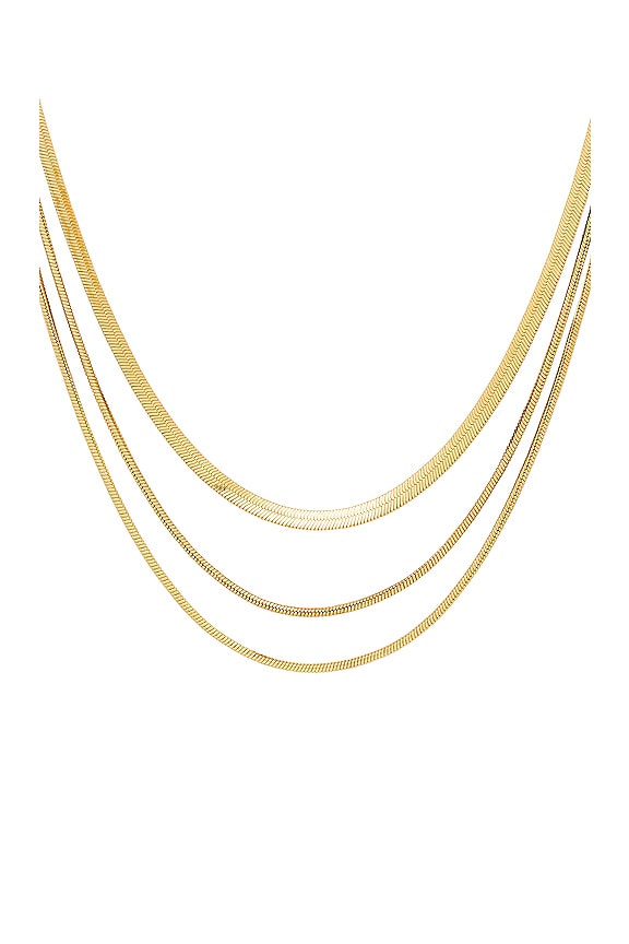 view 2 of 2 COLLAR LAYERED HERRINGBONE in Gold