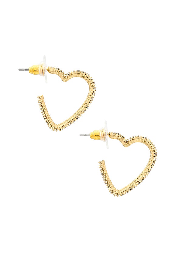 view 2 of 3 Crystal Heart Earrings in Gold