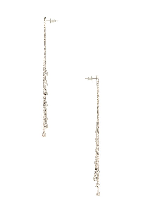 view 2 of 2 Extra Long Dangle Earrings in Silver