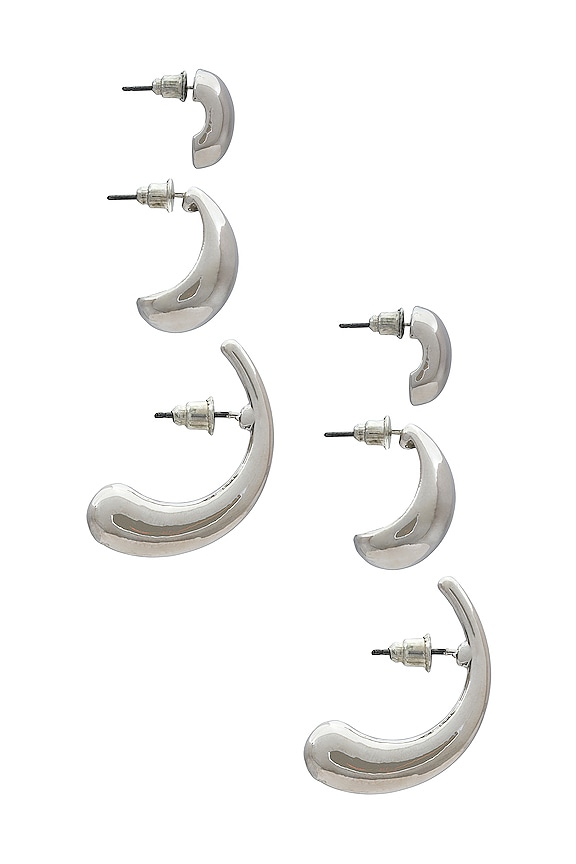 view 2 of 3 Teardrop Hoop Set in Silver