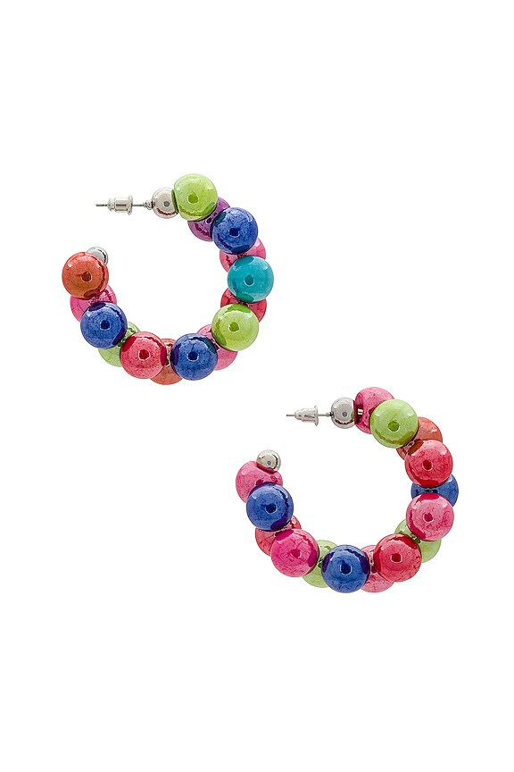 view 2 of 3 Beaded Hoop Earring in Multi