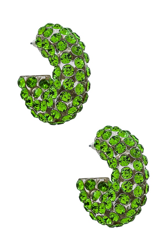 view 1 of 3 Crystal Hoops in Green
