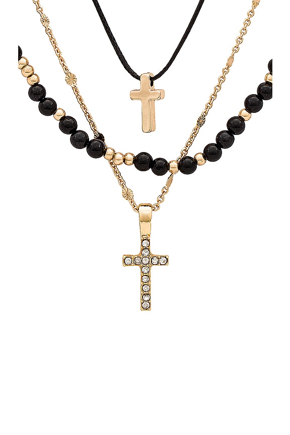 view 2 of 2 Cross Layered Necklace in Black