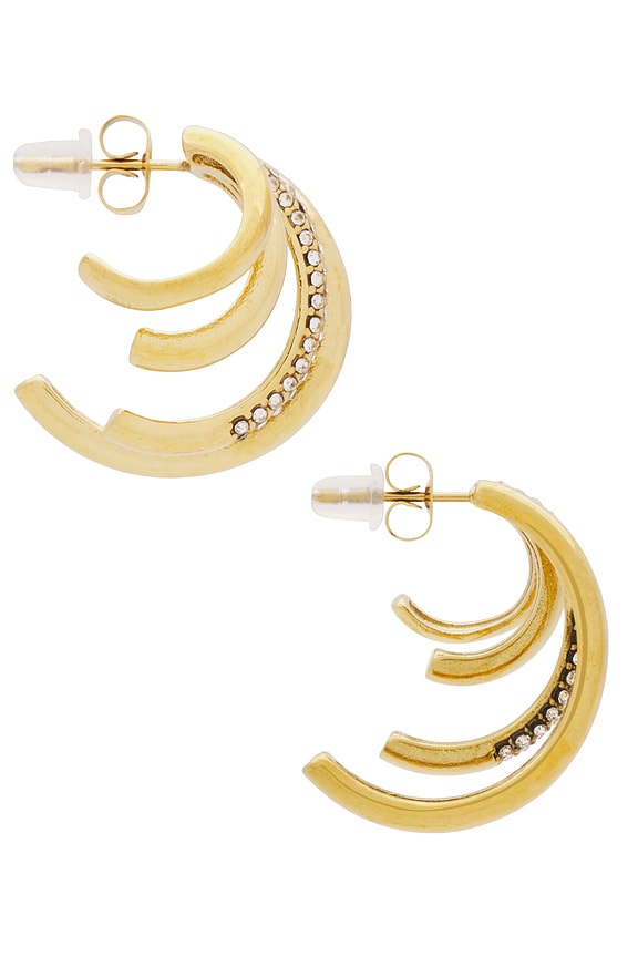 view 2 of 3 Studded Huggie Earring in Gold