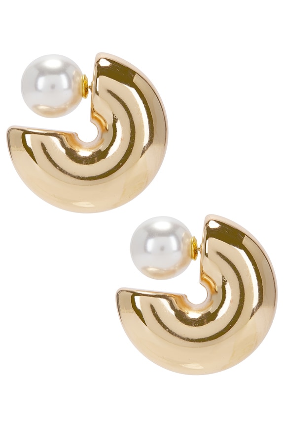 view 2 of 3 Pearl Huggie Earring in Gold
