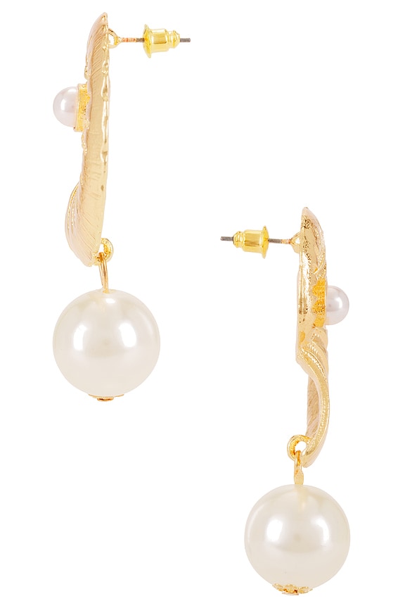 view 2 of 2 Shell Pearl Drop Earring in Gold