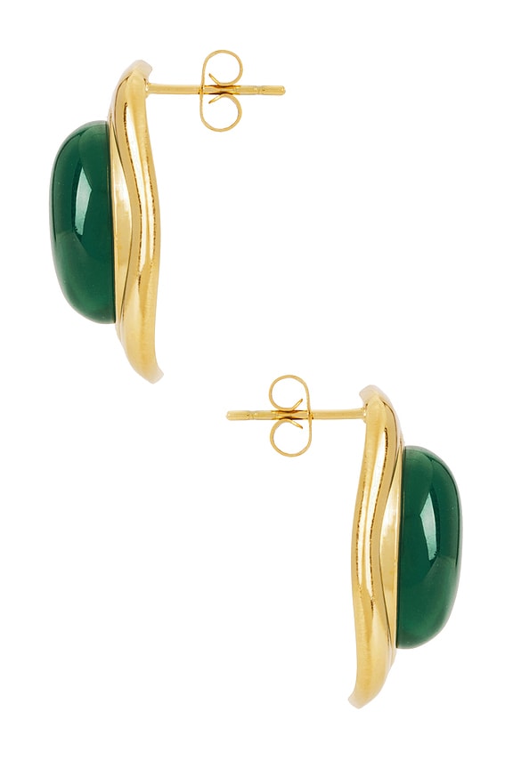 view 2 of 2 Jewel Stud in Gold & Green