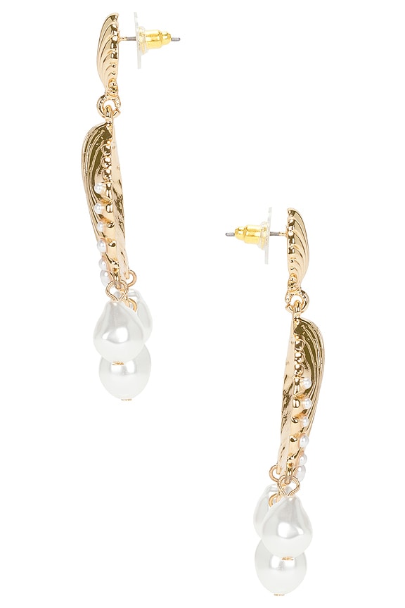 view 2 of 2 Pearl Shell Earrings in Gold
