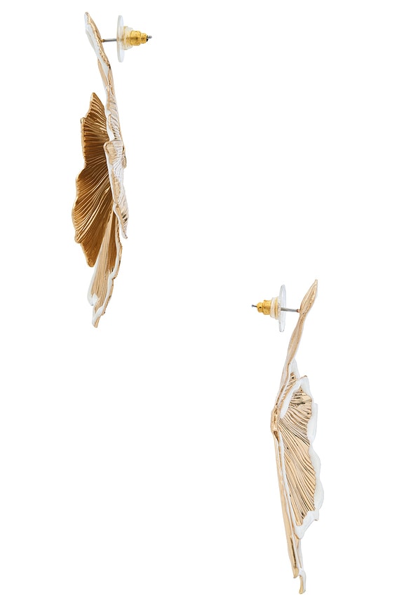 view 2 of 2 PENDIENTES VISTOSOS PETALE in Gold & White