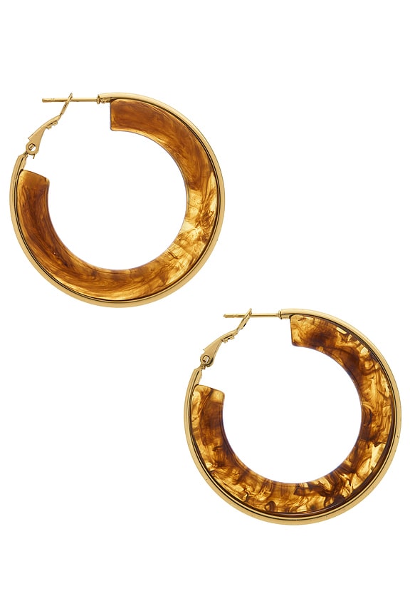 view 2 of 3 Resin Hoop Earrings in Tortoise
