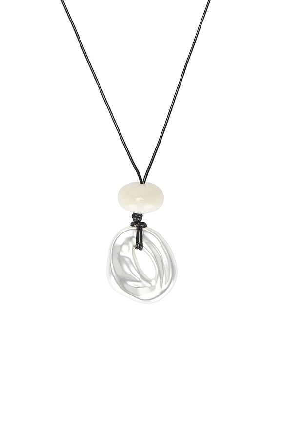 view 2 of 2 Leather Cord Necklace in Silver & Pearl