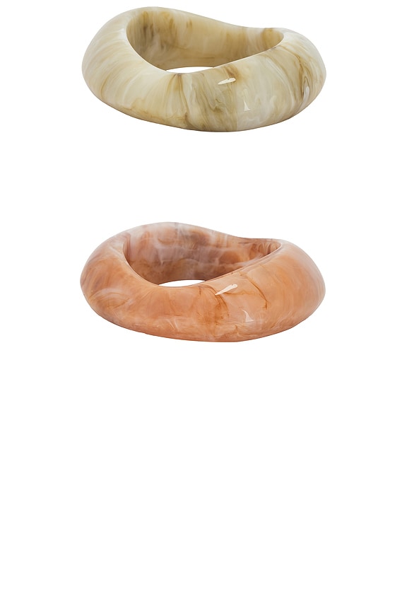 view 2 of 3 Aluna Duo Bangles in Multi Brown & Marble Set