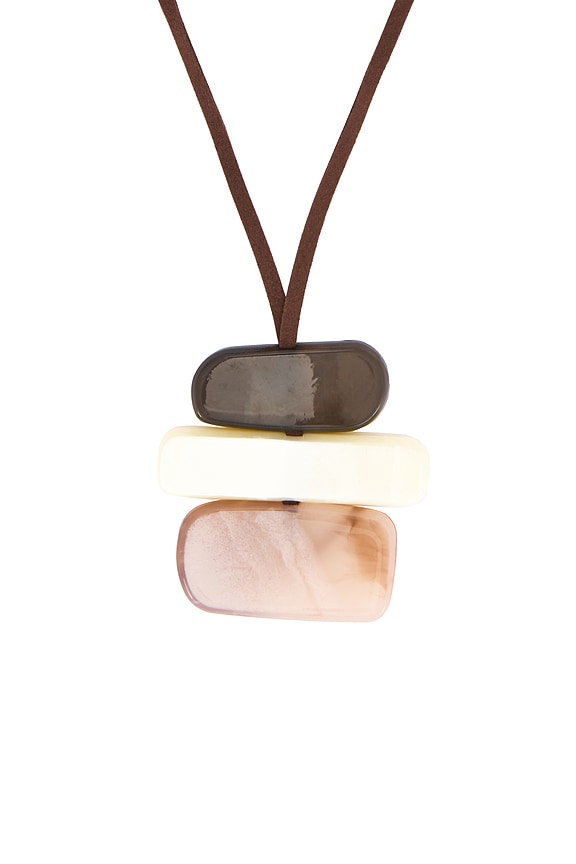 view 2 of 3 COLLAR COLGANTE STACKED CORD NECKLACE in Multi Pink & Marble