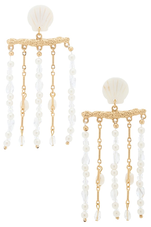 view 1 of 2 Shell Dangle Earrings in Gold & White