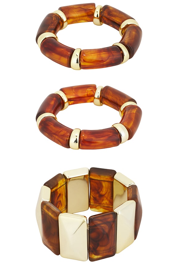 view 2 of 3 Bangle Bracelet Set in Brown & Gold