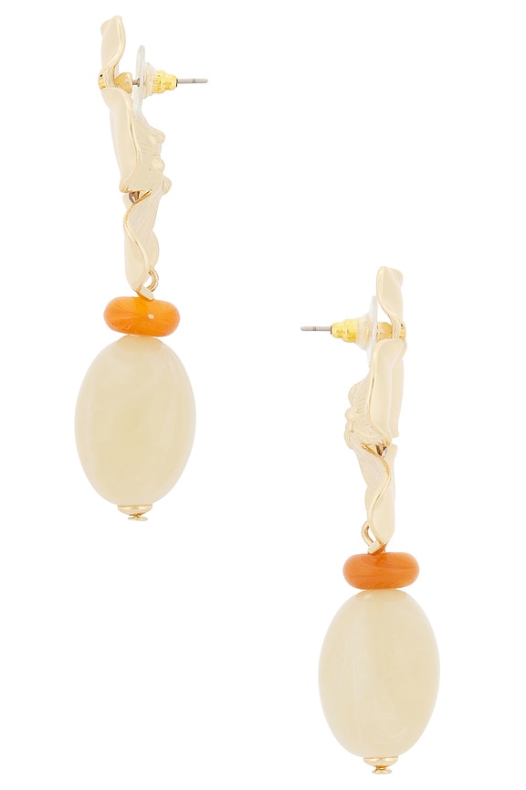 view 2 of 2 Floral Drop Earrings in Gold & Ivory