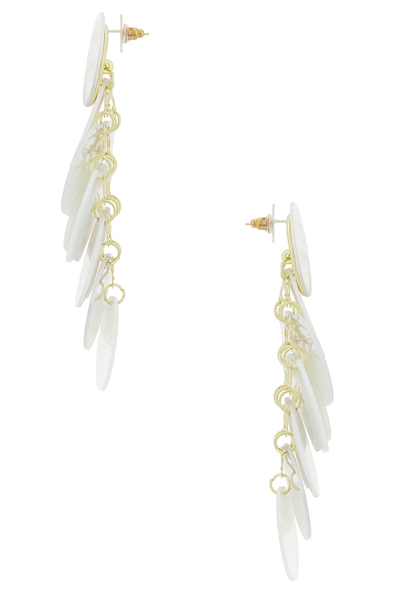 view 2 of 2 Irridescent Discs Statement Drop Earrings in White