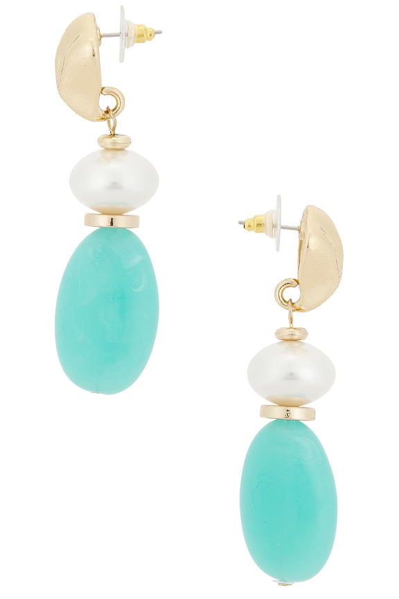 view 2 of 2 Elegant Drop Earrings in Gold & Turquoise