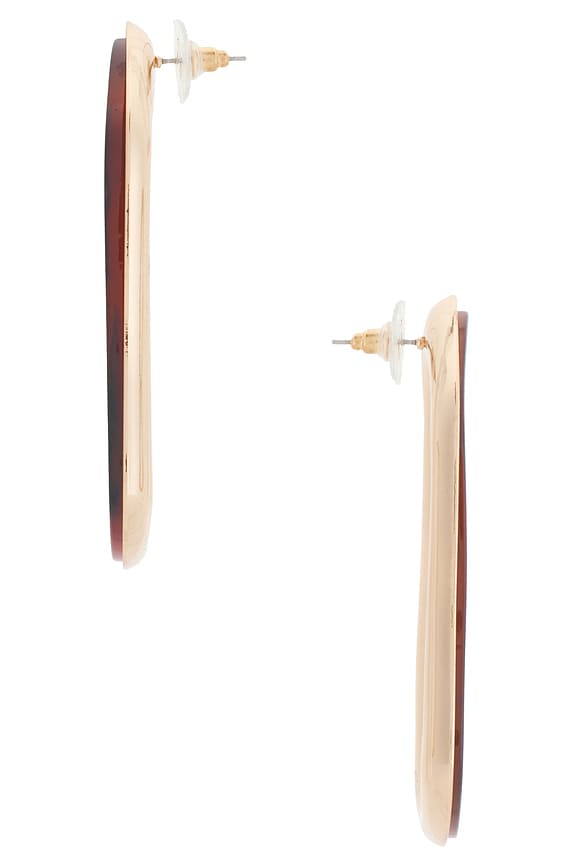 view 2 of 2 Oblique Statement Earrings in Brown