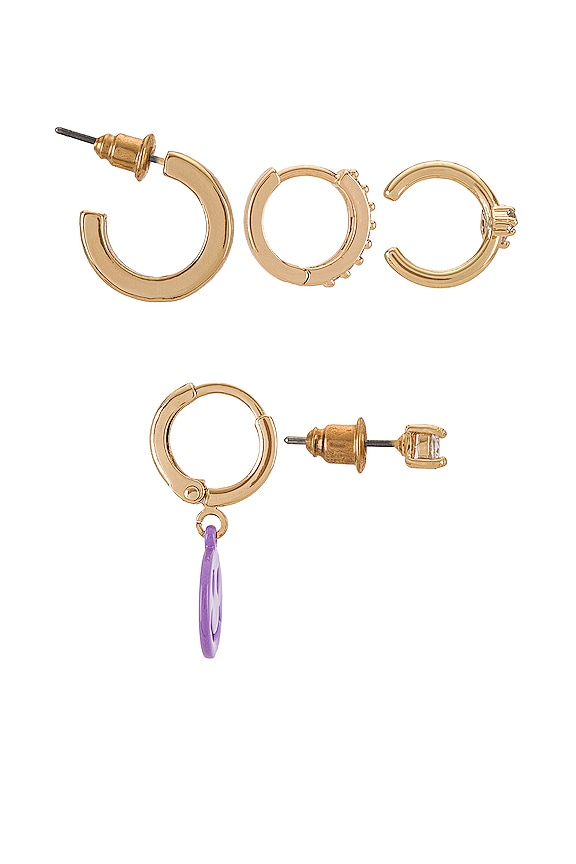 view 2 of 2 SET PENDIENTES SMILEY in Gold