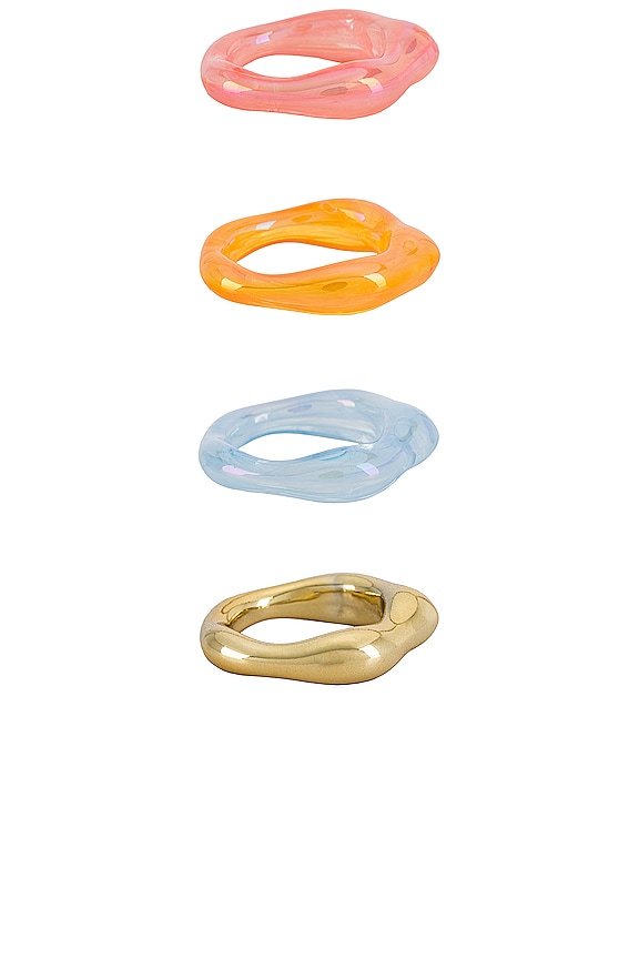 view 2 of 3 Orange Pastel Ring Set in Multi