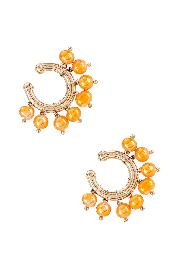 view 2 of 3 Pearl Detail Hoops in Gold