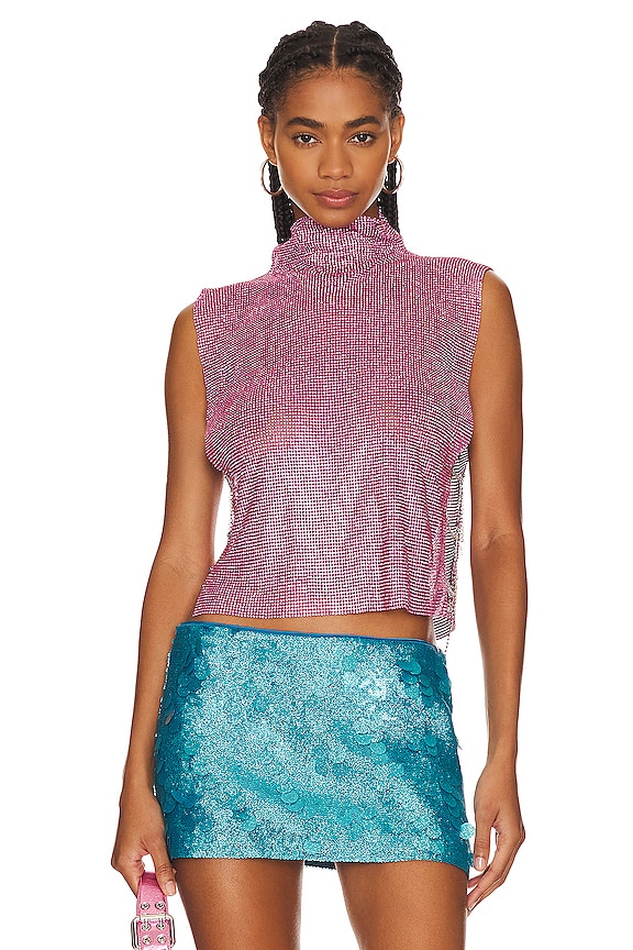 8 Other Reasons Rhinestone Mesh Cowl Neck Top in Pink | REVOLVE