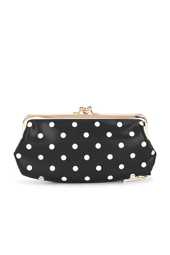 view 2 of 5 The Kiss Lock Clutch in Black & White Polka Dots