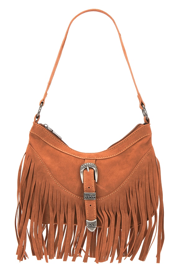 view 1 of 5 Faux Nappa Suede Shoulder Bag in Light Brown