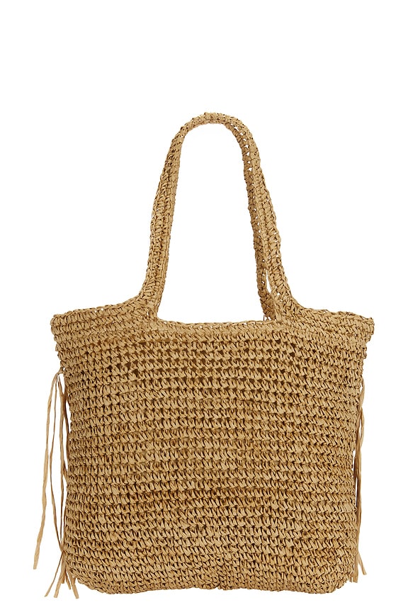 view 2 of 4 BOLSO TOTE WOVEN STRAW FRINGE TOTE BAG in Tan