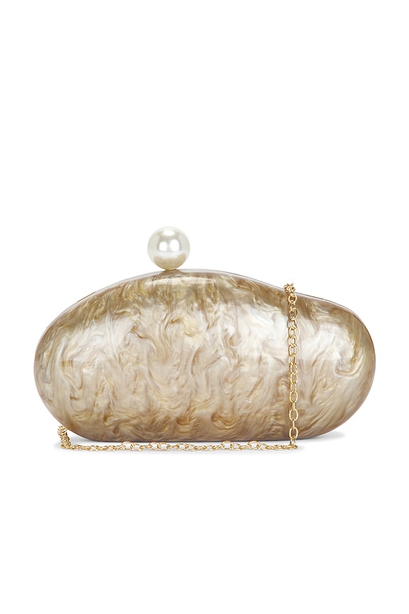 view 1 of 5 BOLSO SOBRE MARBLED ACRYLIC CLUTCH BAG in Gold