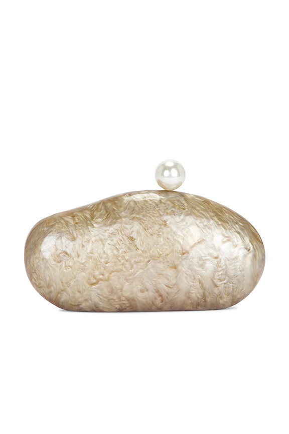 view 2 of 5 BOLSO SOBRE MARBLED ACRYLIC CLUTCH BAG in Gold