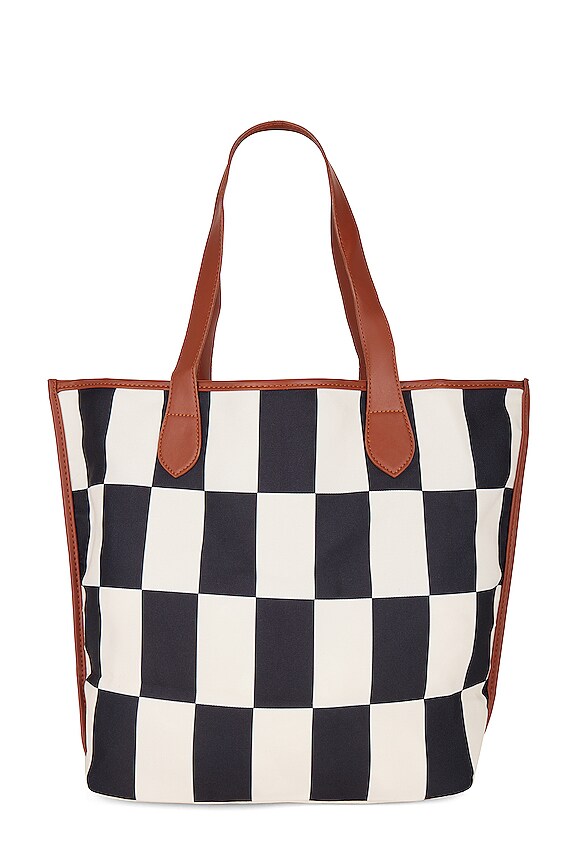 view 2 of 4 Checked Tote Bag in Black & White