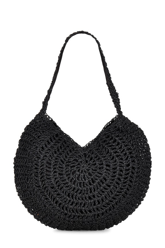 view 2 of 4 Round Straw Tote in Black