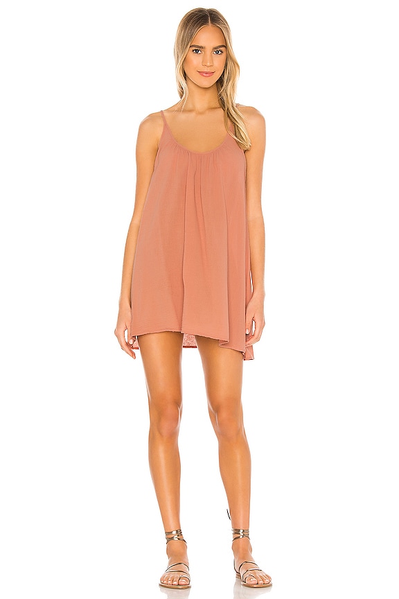 view 1 of 3 St Barts Low Back Mini Dress in Salmon